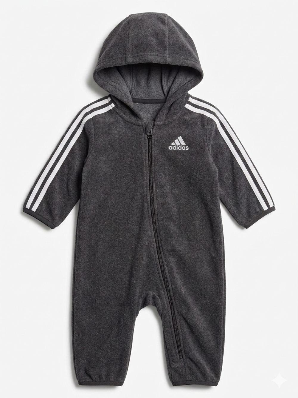 adidas Dark Gray Hooded Baby Infant One-Piece Zip Up Romper 3 Months Unisex